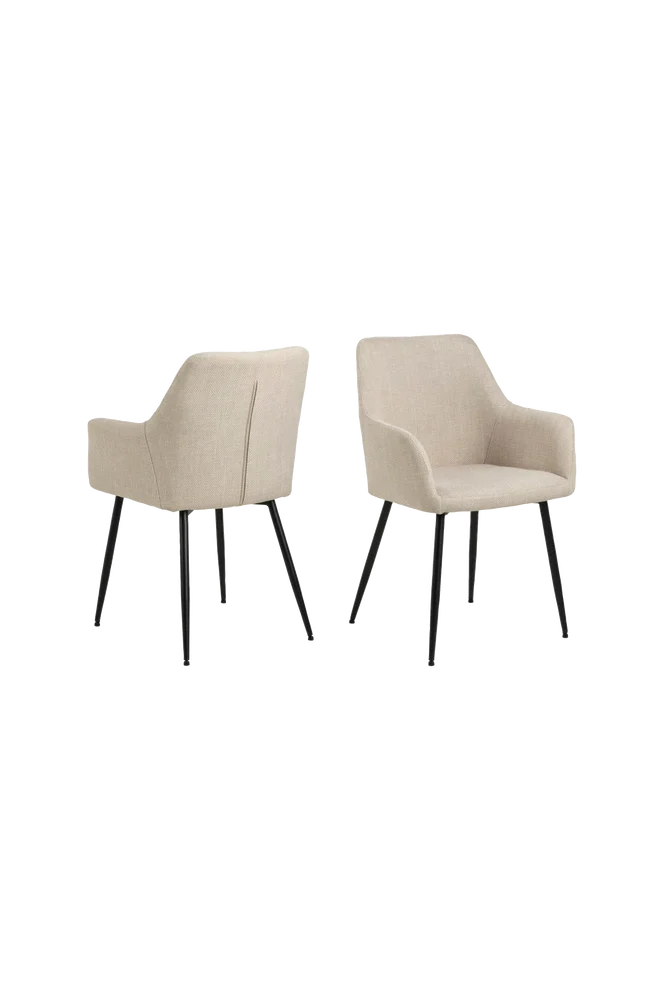 Lizzy spisestuestol med armlener 2-pk – Beige m v:7987380 Lizzy spisestuestol med armlener 2-pk – Beige m v:7987380