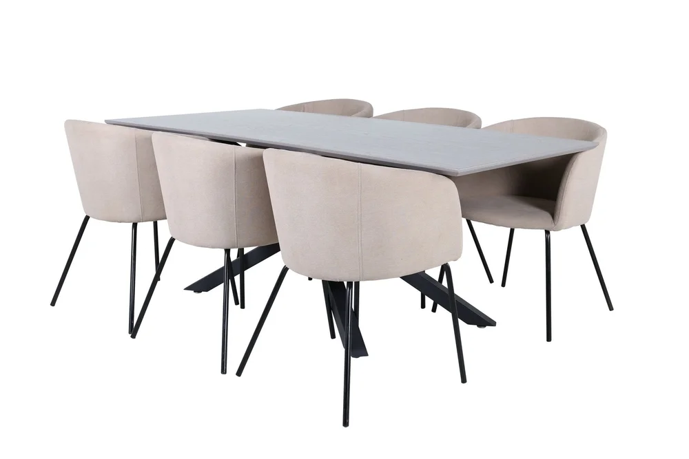 Piazza Spisegruppe 180 cm Rektangulær med 6 Berit Stoler v:3856090