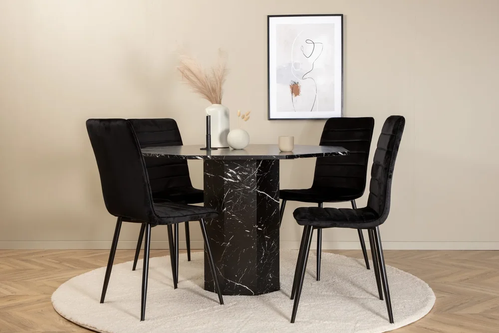 Marbs rundt spisebord med 4 Windu Luxury Spisestol v:9989633