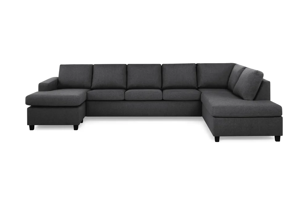 Crazy 5-seters Høyrevendt U-formet X-Large Sofa med Divan og Sjeselong i Stoff v:1171898