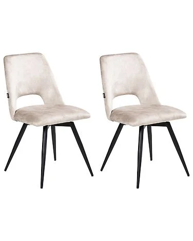 Sett med 2 spisestoler HALLETT Fløyel Lys beige v:5589889
