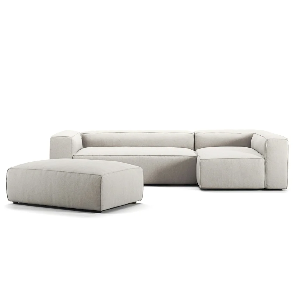 Grand 4-Seter Sofa Divan Høyre åpent endestykke med Fotskammel, Moon White v:1230718 Grand 4-Seter Sofa Divan Høyre åpent endestykke med Fotskammel, Moon White v:1230718