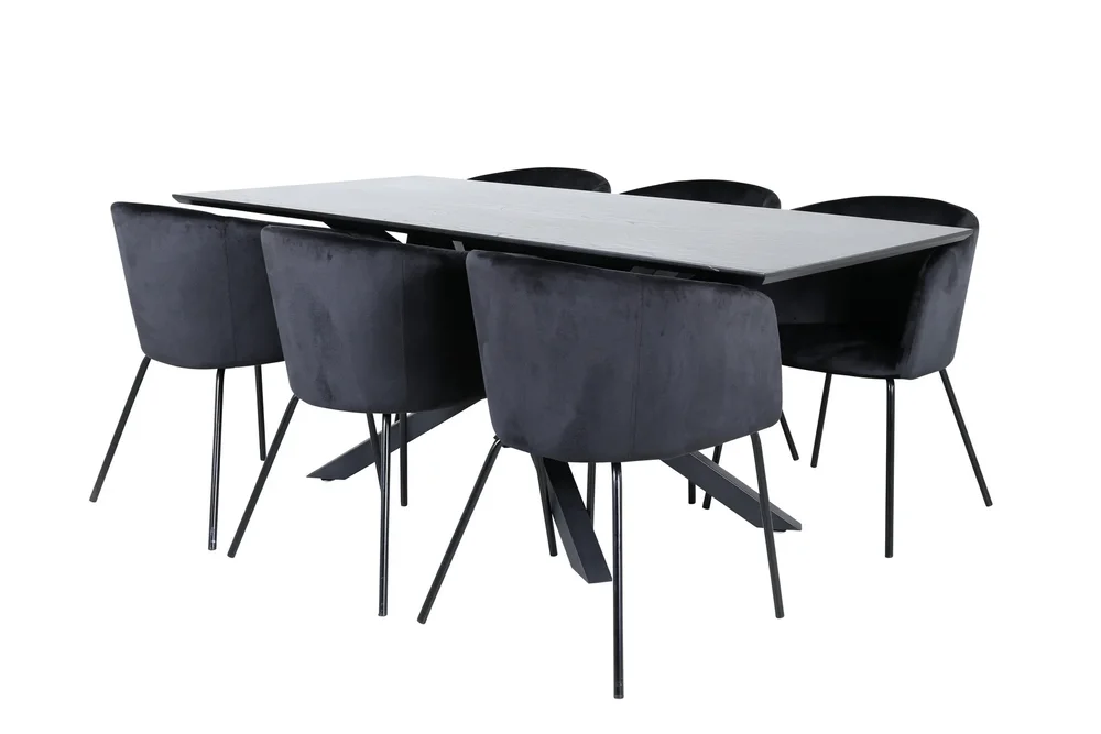 Piazza Spisegruppe 180 cm Rektangulær med 6 Berit Stoler v:2144907
