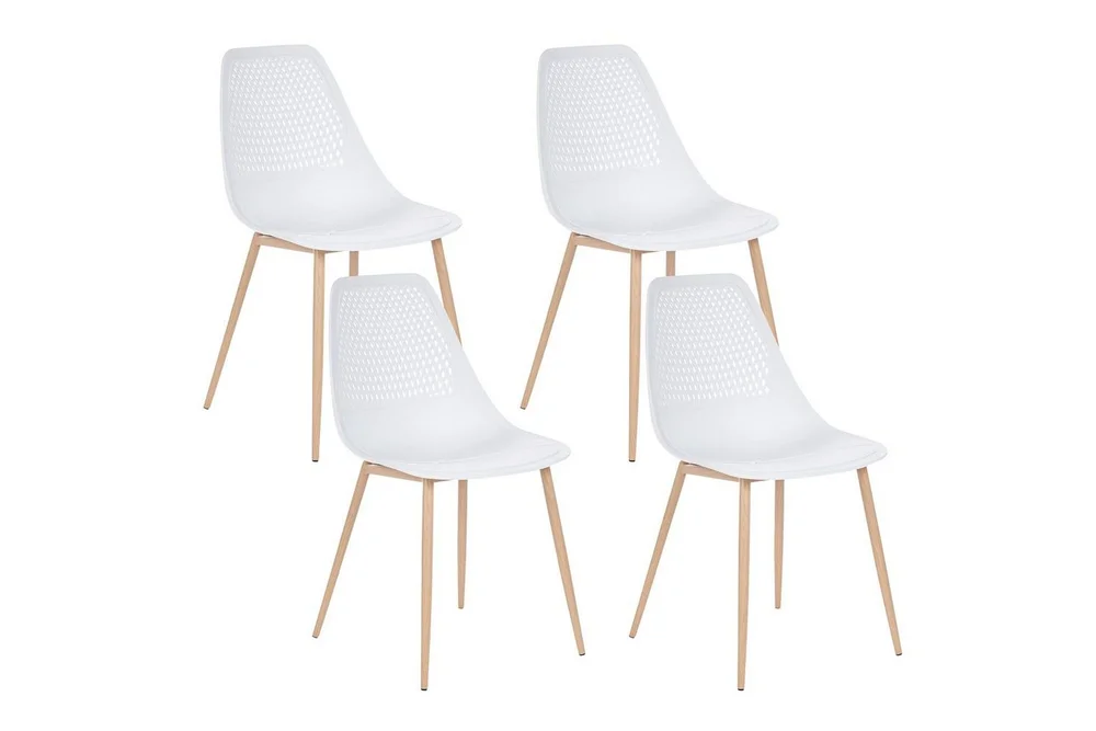 Matsalsstol Beliani Hazelton set om 4 Beige-Ljust Trä White v:7941126