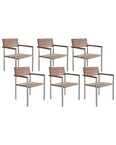 Sett med 6 hagestoler VIAREGGIO Teaktre Brun v:3044989