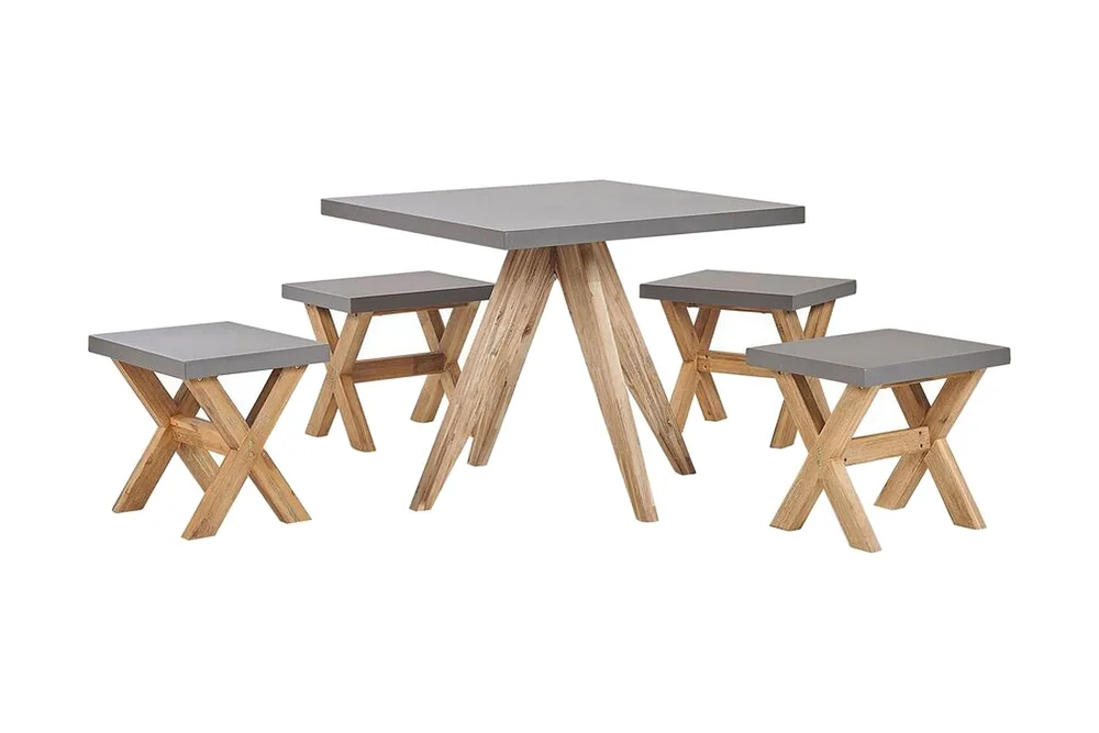 Hagesett med bord og 4 krakker 90 x 90 cm OLBIA v:6244056 Hagesett med bord og 4 krakker 90 x 90 cm OLBIA v:6244056