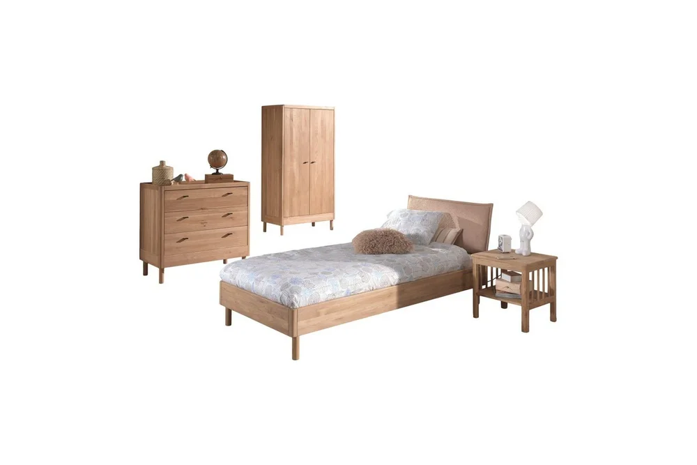Seng med nattbord garderobe Forrest kommode med 3 skuffer Eik v:2950783