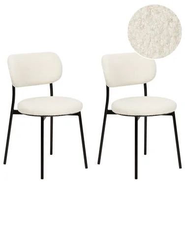 Sett med 2 spisestoler CASEY Bouclé Off white v:9764328