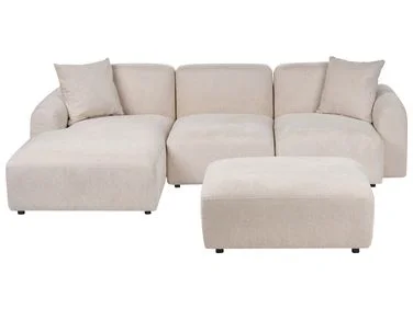 Modulær hjørnesofa 3-seter HEDE med fotskammel Lys beige Høyrevendt v:3260494 Modulær hjørnesofa 3-seter HEDE med fotskammel Lys beige Høyrevendt v:3260494