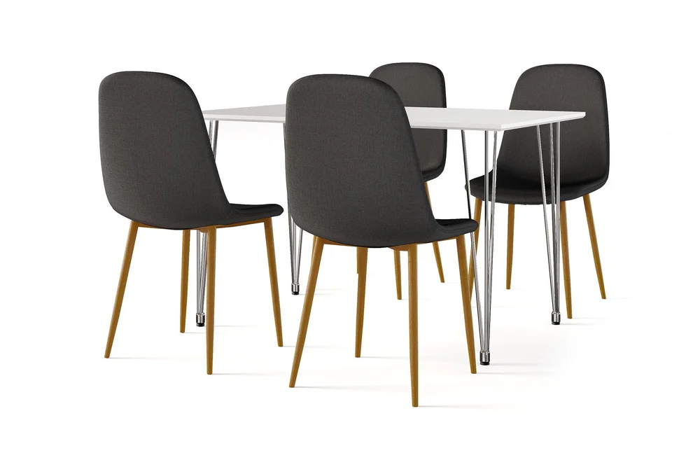 Kronblom Spisebord 120 cm + 4 stk Nibe stol svart med eikeben v:3728560