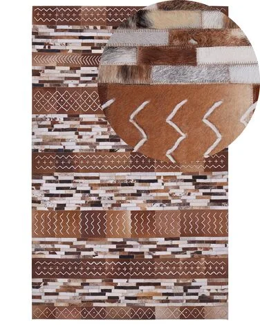 Teppe HEREKLI Brun 140 x 200 cm Ekte skinn v:8244966 Teppe HEREKLI Brun 140 x 200 cm Ekte skinn v:8244966