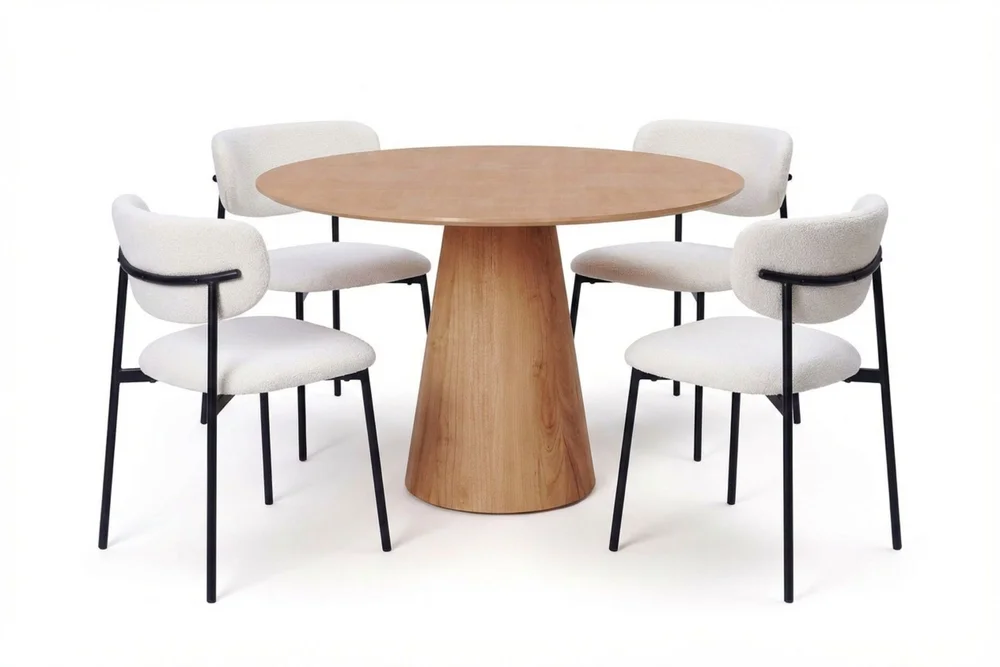 Siena spisegruppe rund 110 cm eik med 4 Lucy spisestoler v:4831101