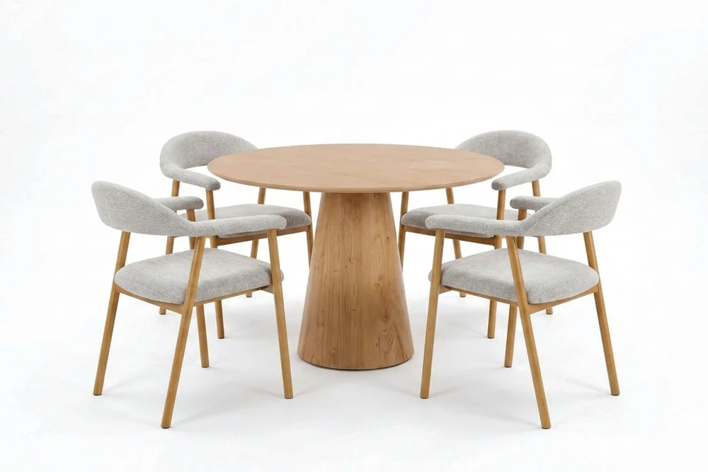Siena spisegruppe rund 110 cm eik med 4 Ronja spisestoler v:9737083