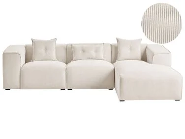 Hjørnesofa 3-seter DOLVA Kordfløyel Off white Venstrevendt v:9025549 Hjørnesofa 3-seter DOLVA Kordfløyel Off white Venstrevendt v:9025549
