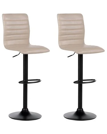 Sett med 2 barstoler LUCERNE Kunstskinn Lys beige v:2586661 Sett med 2 barstoler LUCERNE Kunstskinn Lys beige v:2586661