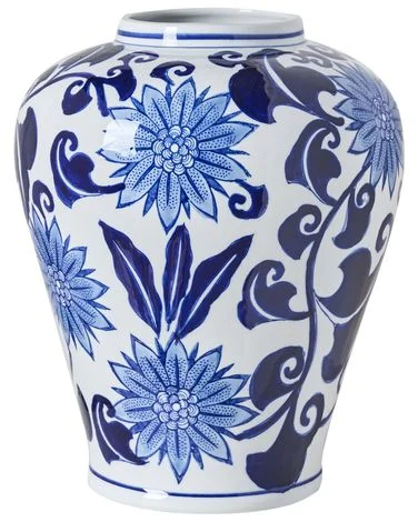 Blomstervase GIRONA 35 cm Porselen Hvit/blå v:2933121 Blomstervase GIRONA 35 cm Porselen Hvit/blå v:2933121