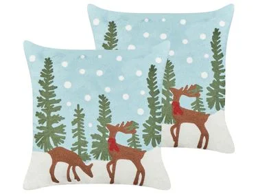 Sett med 2 pynteputer PEPPERMINT 45 x 45 cm Bomull Lyseblå v:4847262 Sett med 2 pynteputer PEPPERMINT 45 x 45 cm Bomull Lyseblå v:4847262