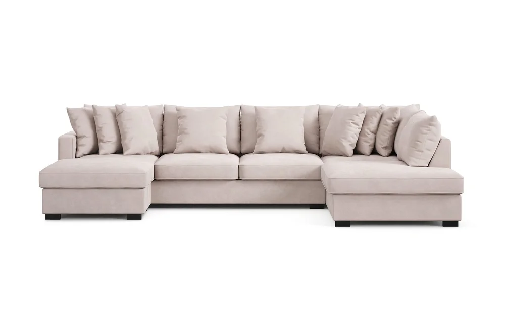 Rossita 5-seters Høyrevendt U-formet Dyp Sofa med Divan og Sjeselong i Fløyel v:2055049