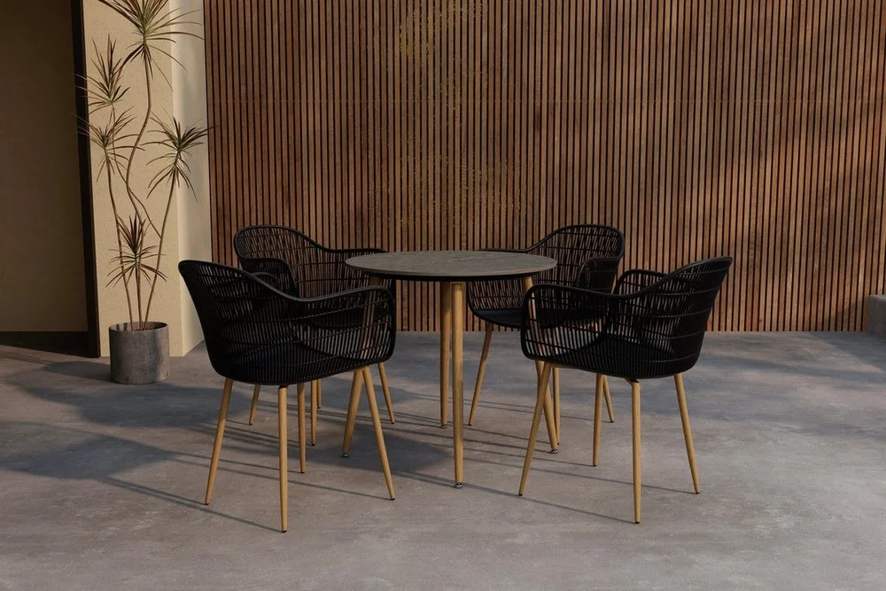 Anafi spisegruppe 80 cm med 4 stoler utendørs v:8288224