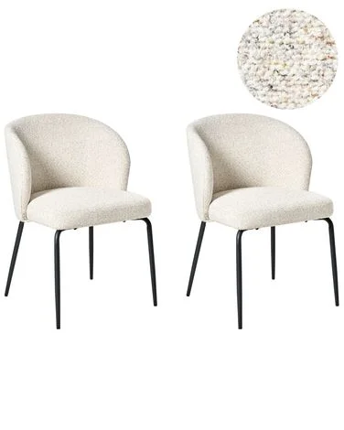 Sett med 2 spisestoler ZANA Bouclé Lys beige v:4352271 Sett med 2 spisestoler ZANA Bouclé Lys beige v:4352271