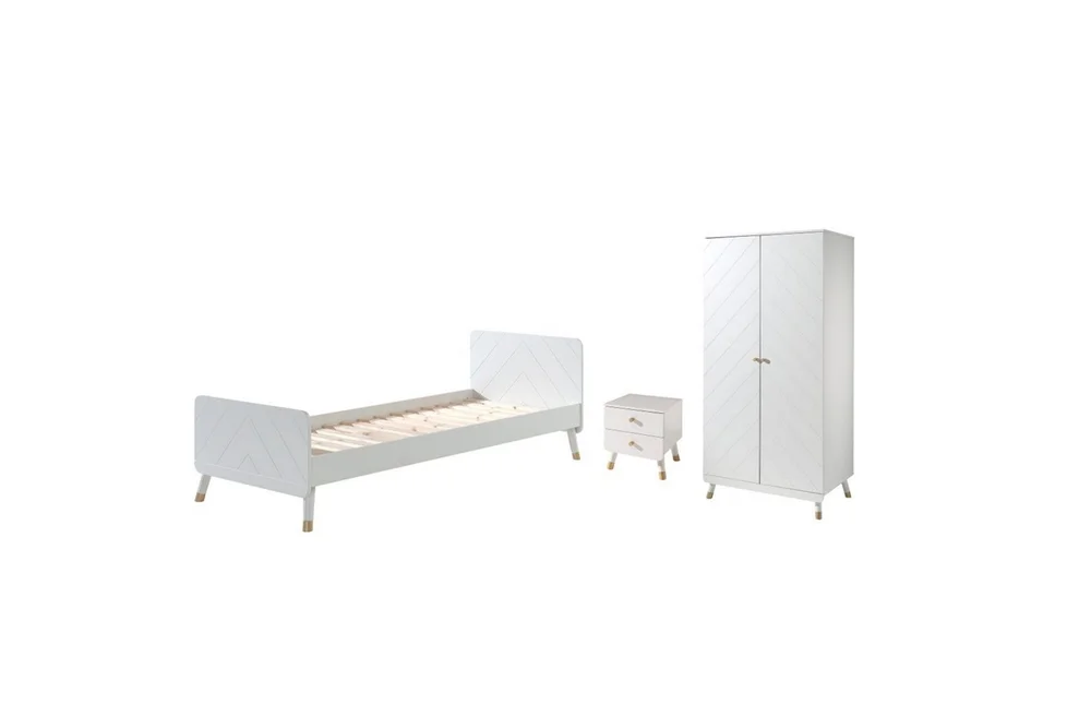 Seng med nattbord garderobe Billy Hvit v:6776786