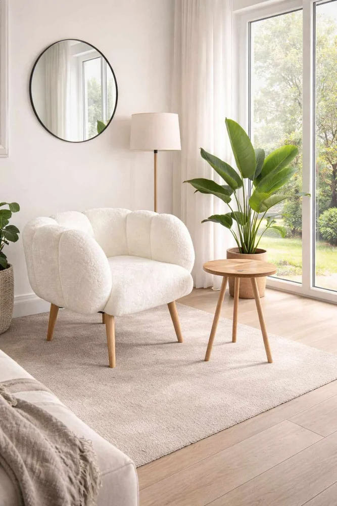 Ørelappstol- og sidebordsett (2 deler) Atelier Del Sofa Lotus (70 x 94 x 42 cm) Hvit v:4943883 Ørelappstol- og sidebordsett (2 deler) Atelier Del Sofa Lotus (70 x 94 x 42 cm) Hvit v:4943883