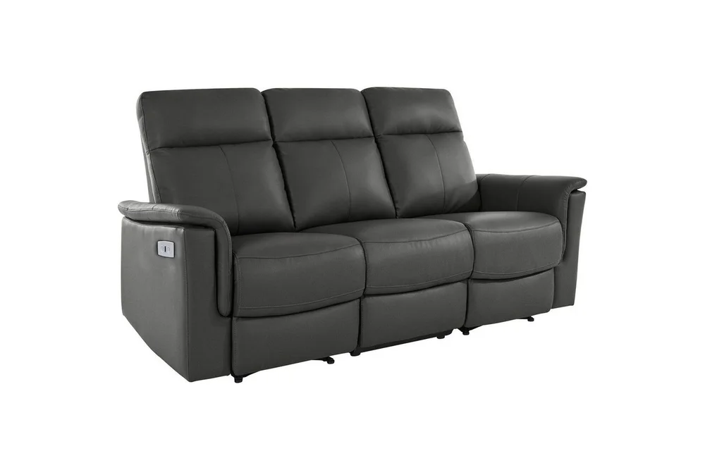 Sofa 3-seter Southbrook Grå, PU/tre/metall, Elektrisk recliner v:8724742
