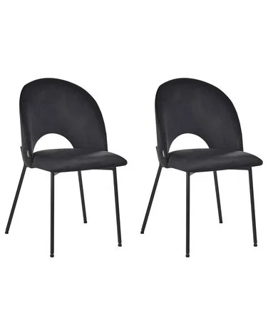 Sett med 2 spisestoler COVELO Fløyel Svart v:2554187