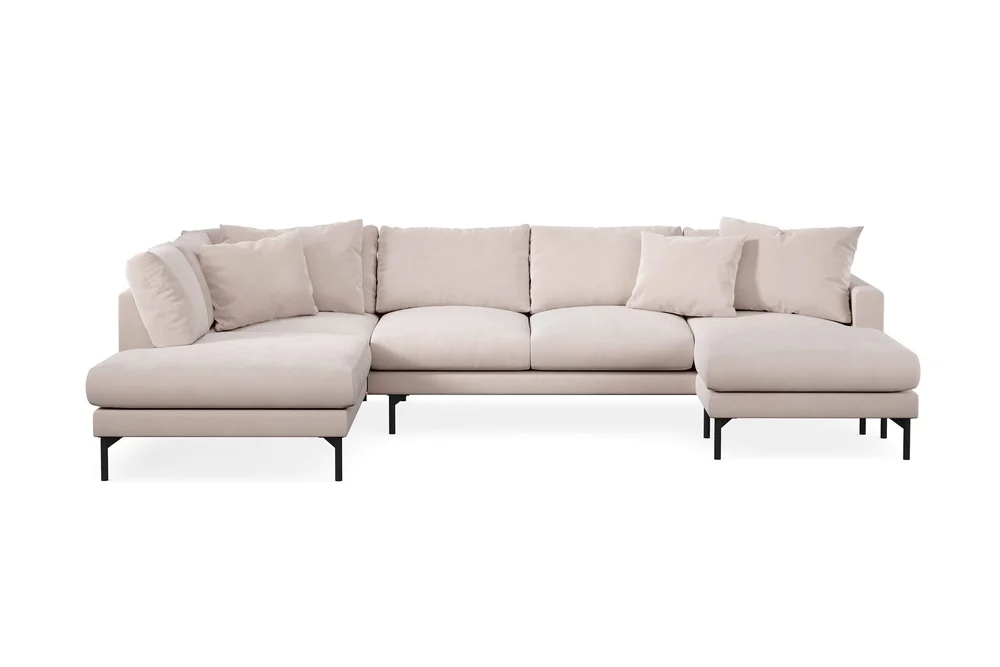 Menard 4-seters Venstrevendt Stor U-formet Dyp Large Sofa med Divan og Sjeselong i Fløyel v:1185103