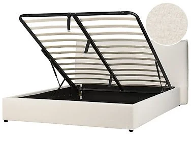 Seng med oppbevaring LAVAUR Bouclé Off white 180 x 200 cm v:6432869
