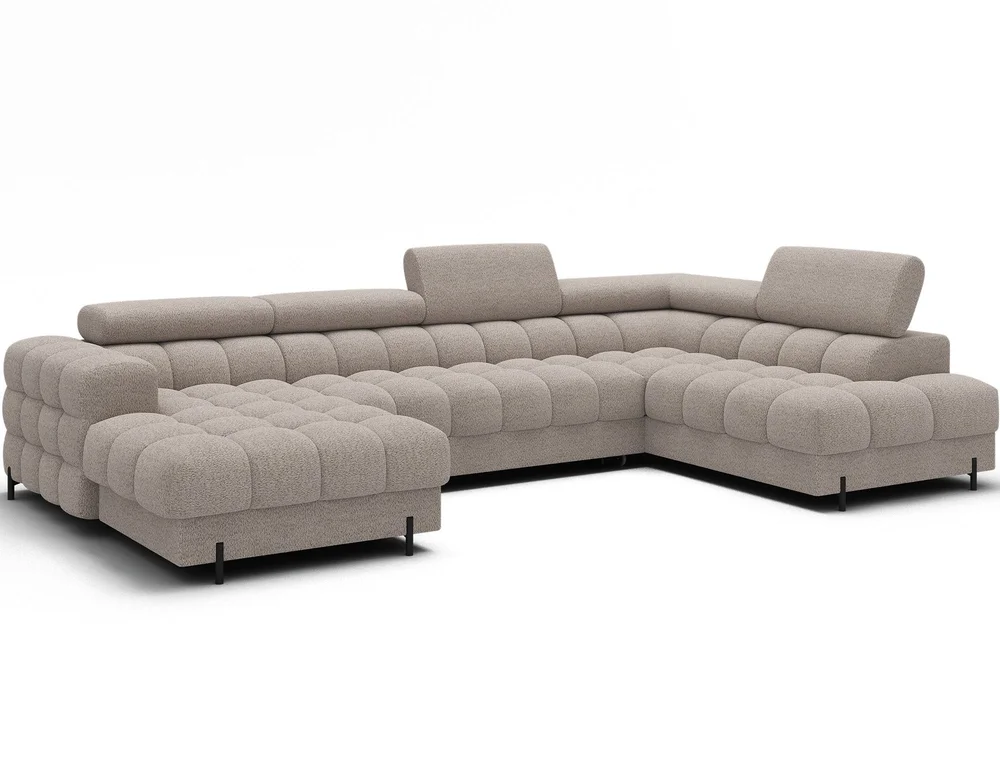 Feraria 6-seters boblete sovesofa med divan og sjeselong, oppbevaring, høyre v:5965483