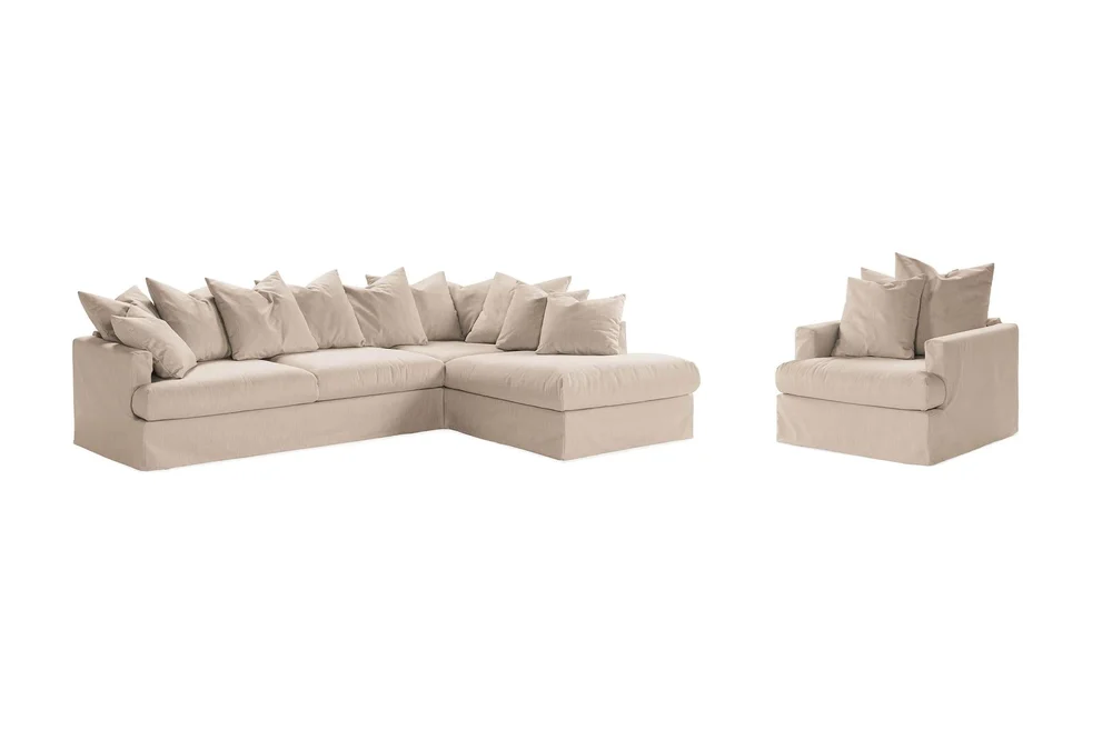 Menard Sofagruppe 4-seters Høyrevendt L-formet Sjeselongsofa + Lenestol i Stoff v:3490970 Menard Sofagruppe 4-seters Høyrevendt L-formet Sjeselongsofa + Lenestol i Stoff v:3490970